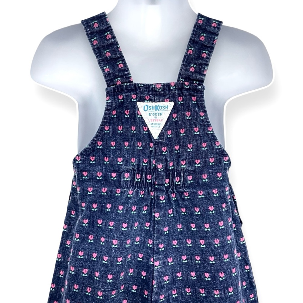 OshKosh B'Gosh Vintage Vestbak Overalls Floral Denim Blue Size 3T Union Made USA - Picture 8 of 11